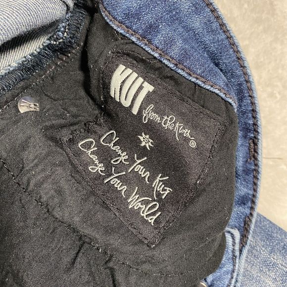 Kut From The Kloth Cropped Blue Denim Jeans Women's Sz 8 Distressed Stretch - Picture 5 of 9